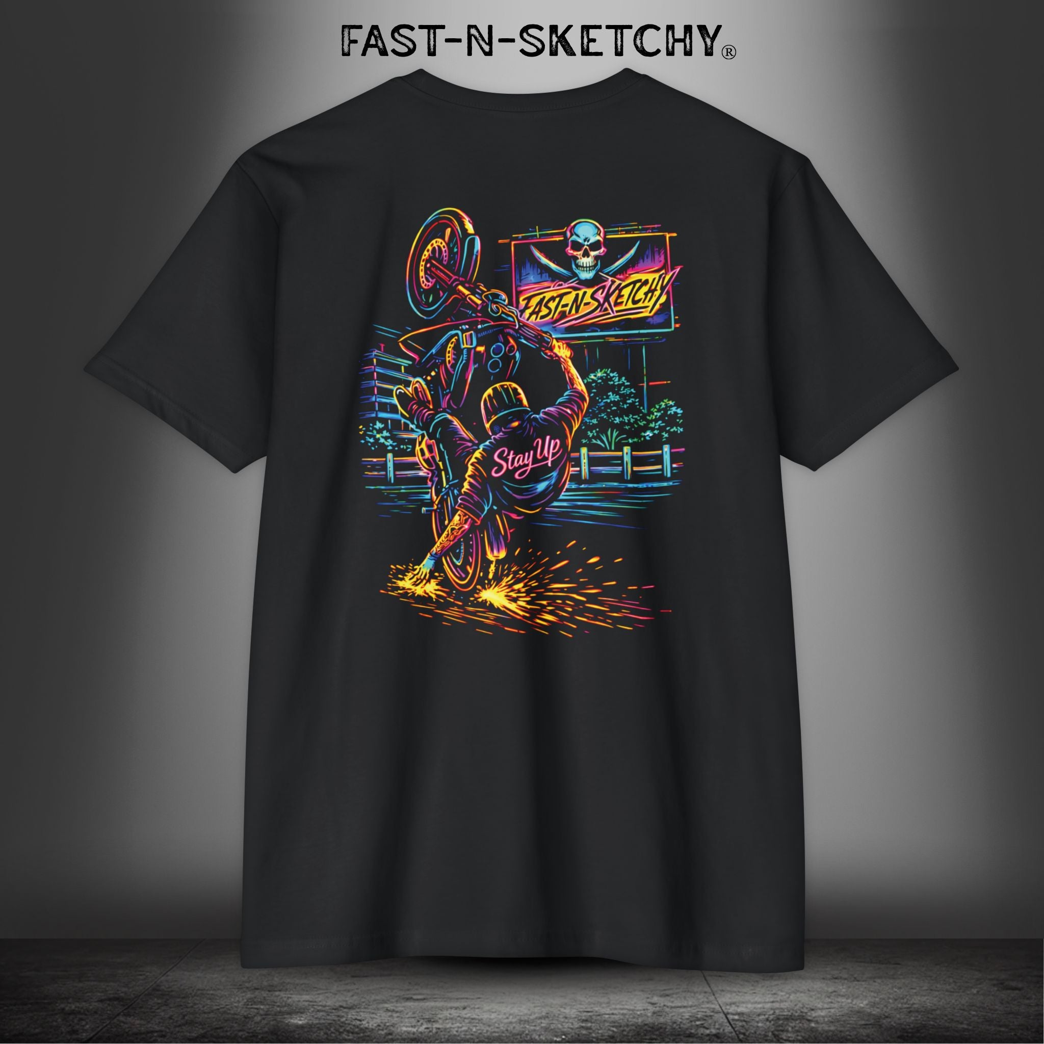 Stay Up: Neon Biker Edition Premium Fitted Tee