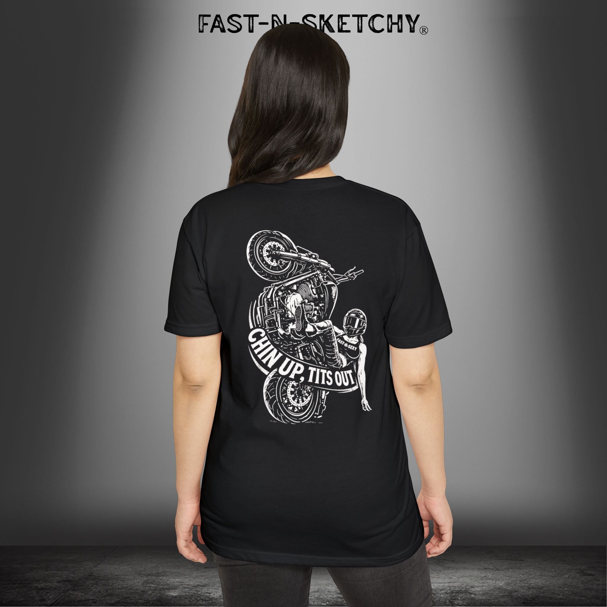 Chin Up, Tits Out: Biker Edition Premium Fitted Tee