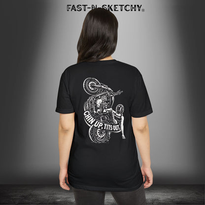 Chin Up, Tits Out: Biker Edition Premium Fitted Tee
