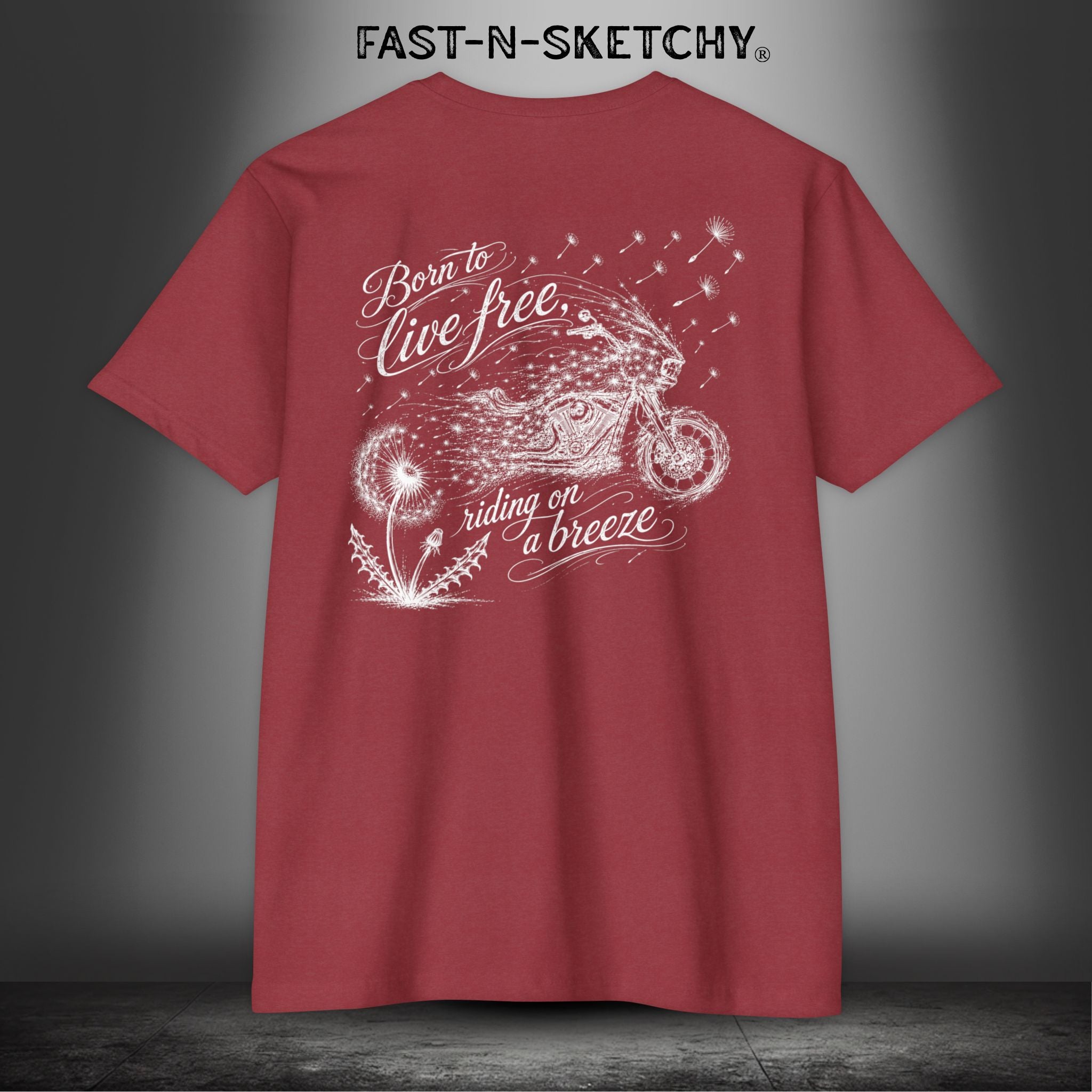 Dandelion: Born To Live Free, Riding on a Breeze - Biker Edition Premium Fitted Tee