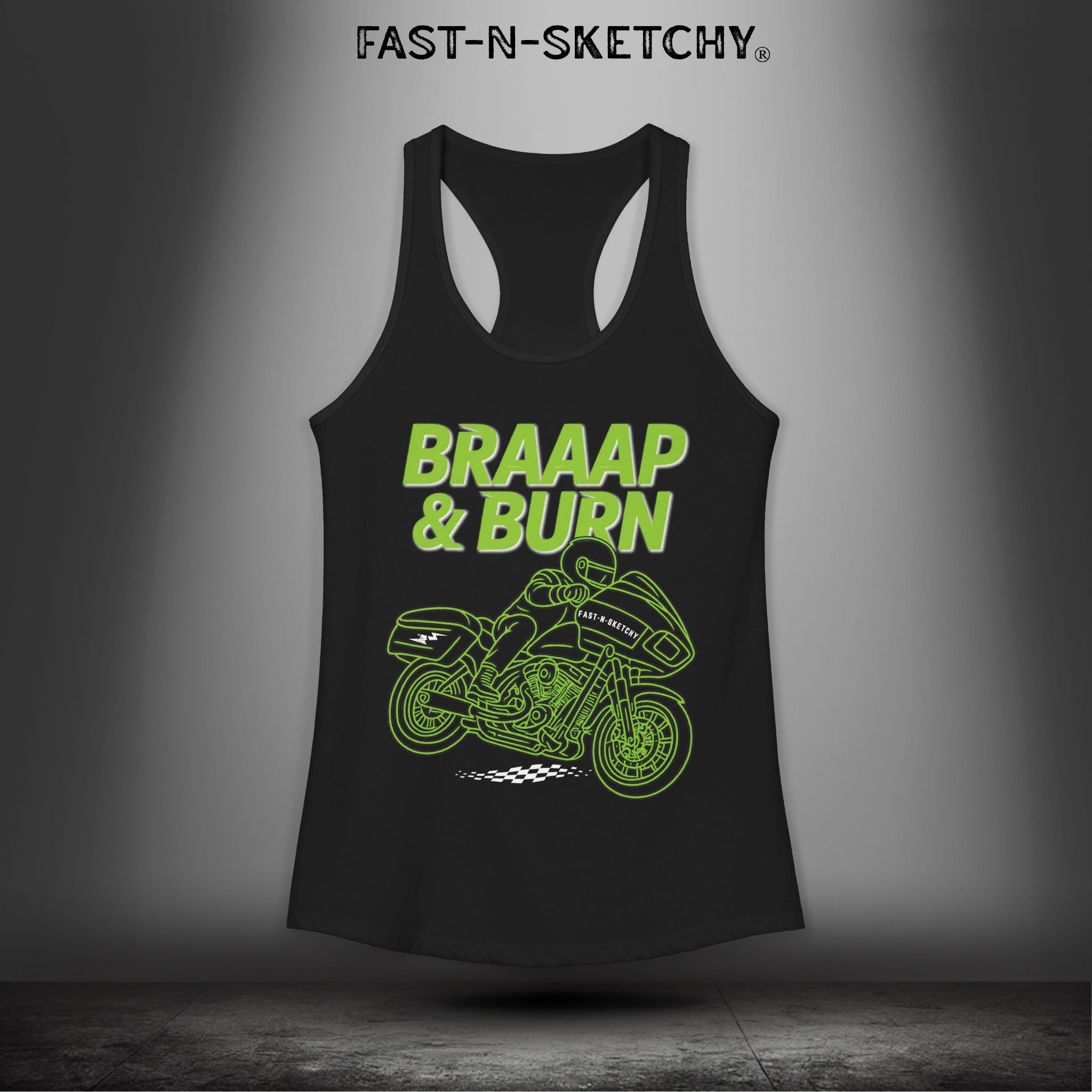 BRAAAP & BURN: Bagger Racing Biker Edition Razorback Tank