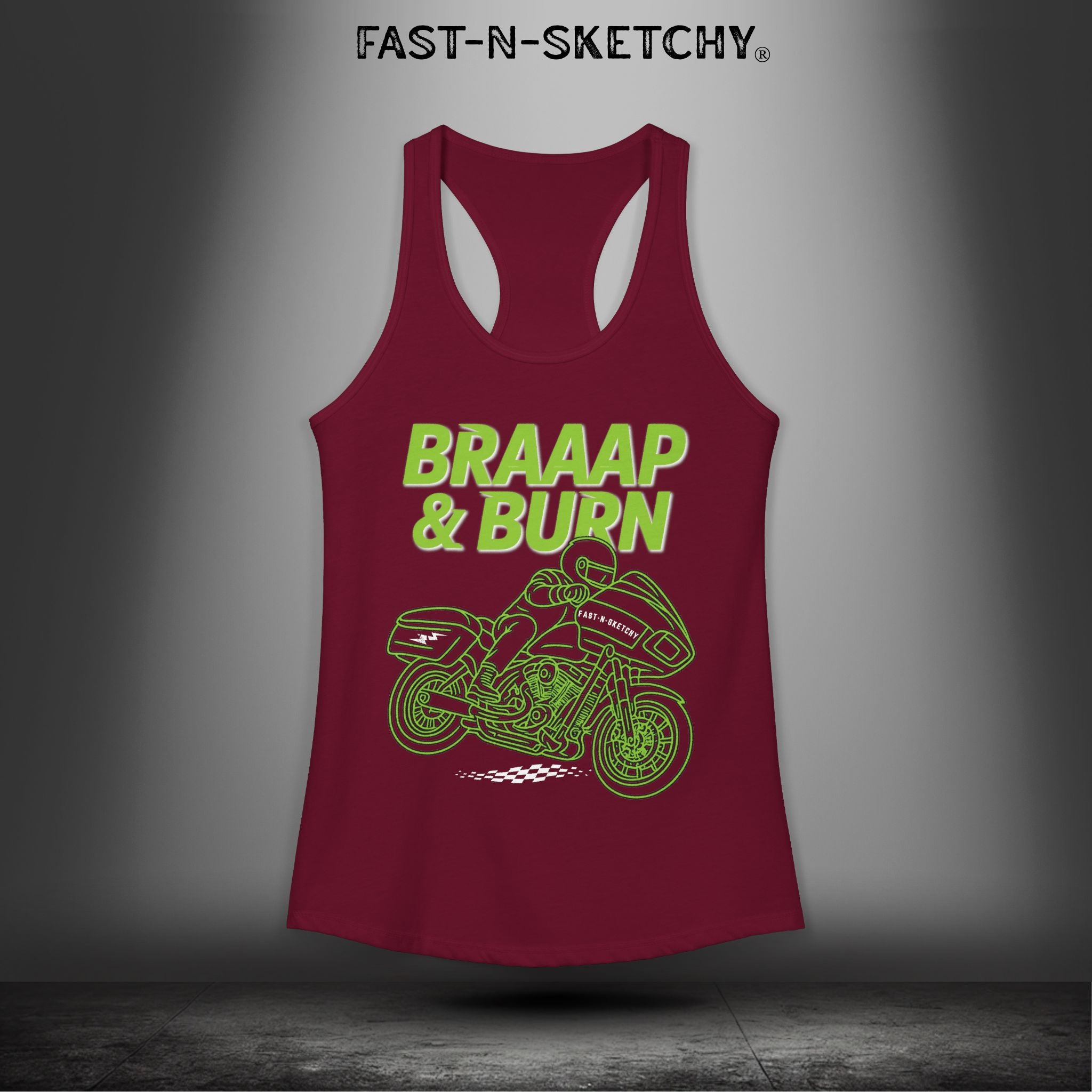 BRAAAP & BURN: Bagger Racing Biker Edition Razorback Tank
