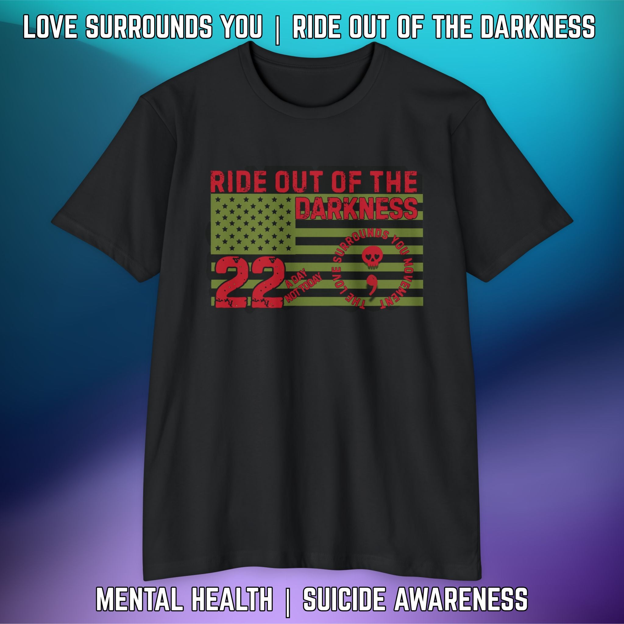 Mental Health Awareness T-Shirt, Ride Out of the Darkness Tee, Support Suicide Awareness Shirt, Unisex CVC Jersey Tee, Gift for Mental [...]