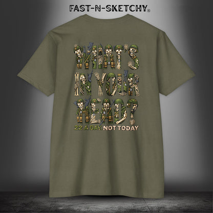 22 a Day, Not Today: Zombie T-Shirt by FAST-N-SKETCHY® - CVC Military Green