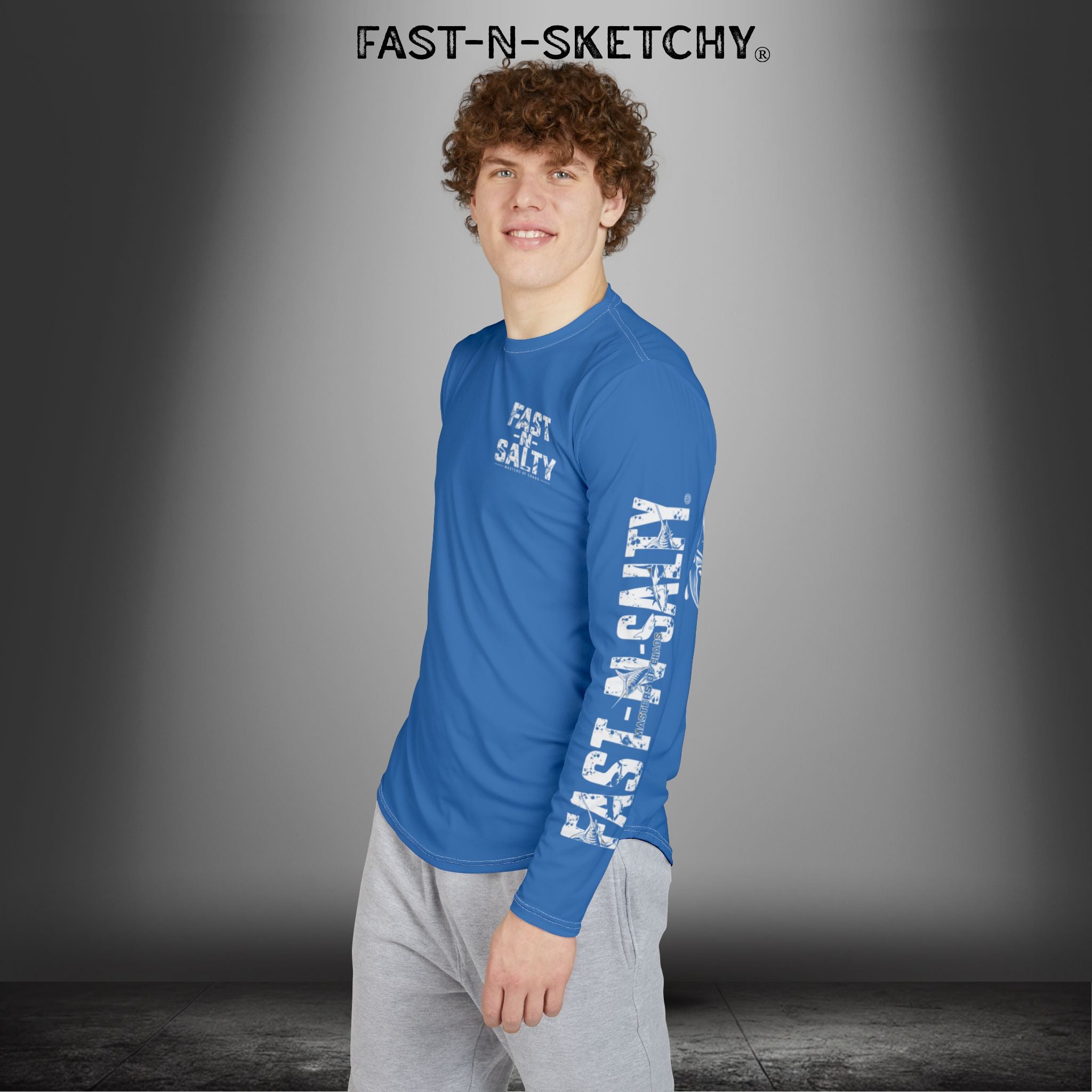 Mahi Mahi Fast-N-Salty Blue UV Protection Long Sleeve Shirt - Perfect for Outdoor Adventures and Fishing