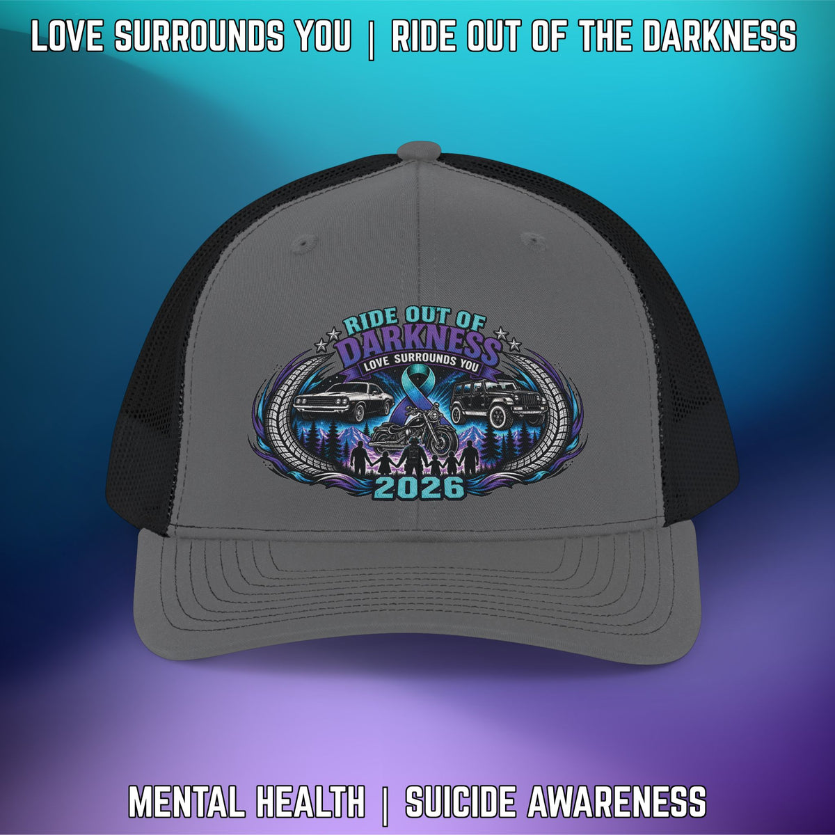 Ride Out of the Darkness 2026 Snapback Richardson 112 Trucker Cap: Suicide Awareness - LSY
