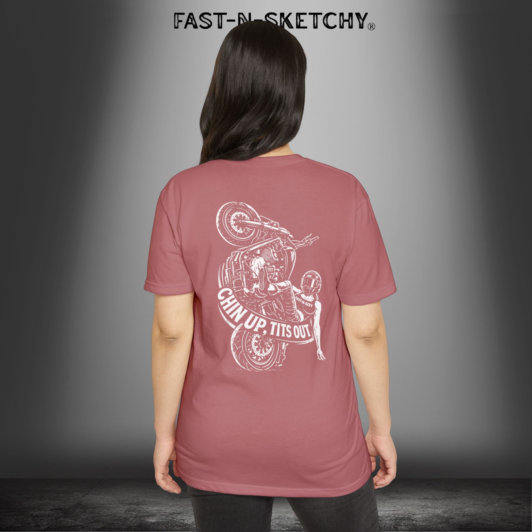 Chin Up, Tits Out: Biker Edition Premium Fitted Tee