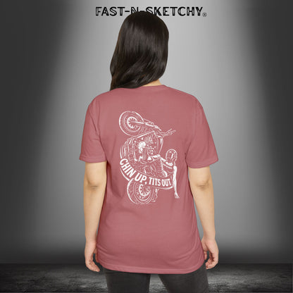 Chin Up, Tits Out: Biker Edition Premium Fitted Tee