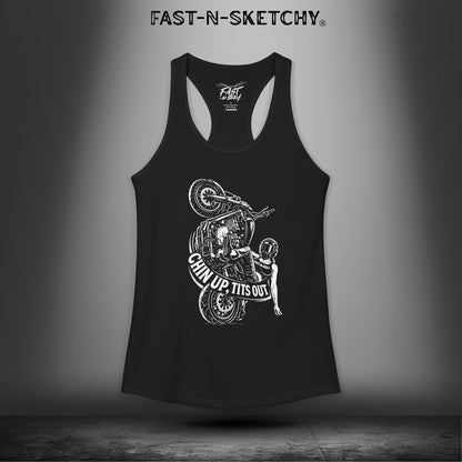 Chin Up, Tits Out: Biker Edition Racerback Tank