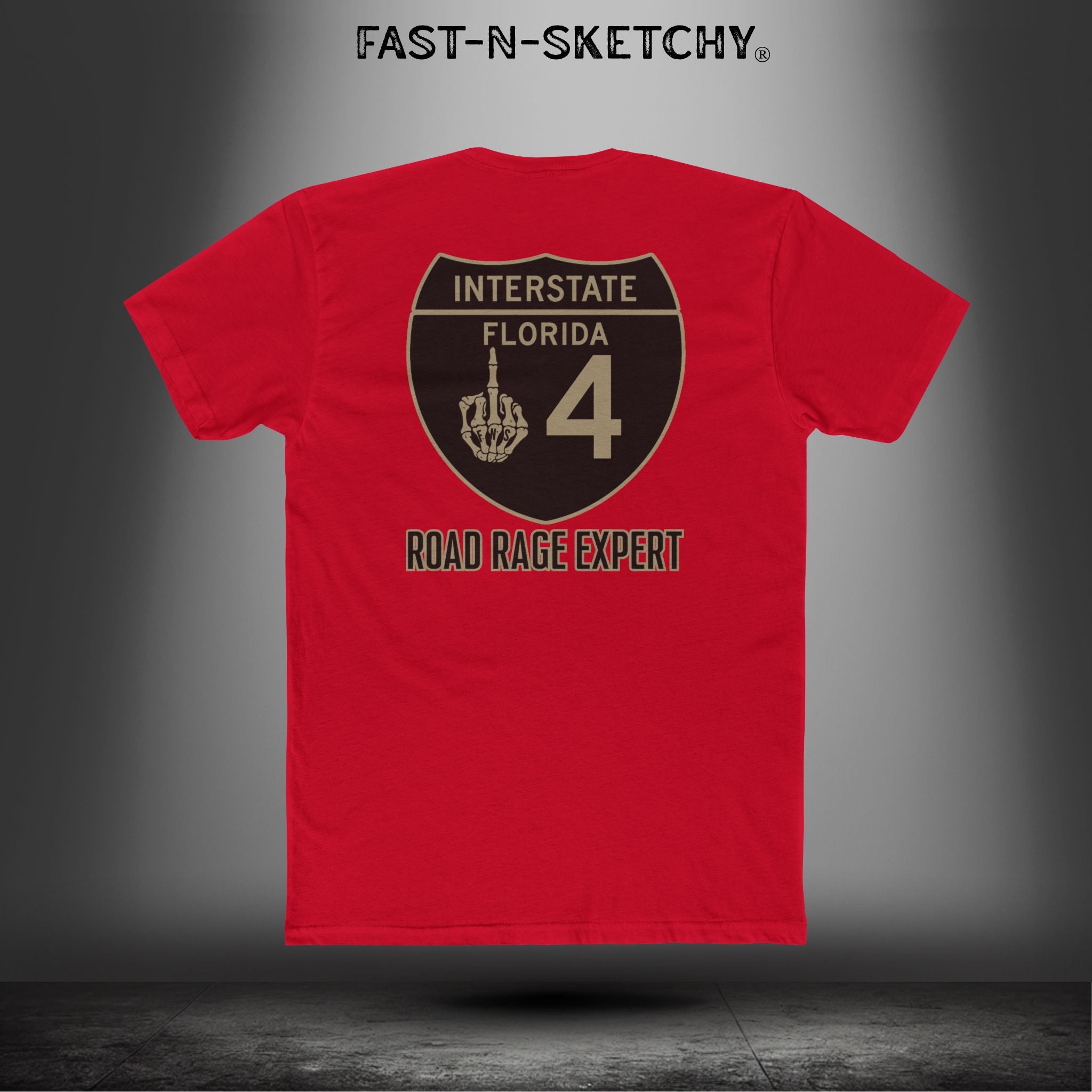 I-4 Road Rage Expert Florida (Black Sign) Premium Fitted Tee: Biker Edition Relaxed Classic Tee