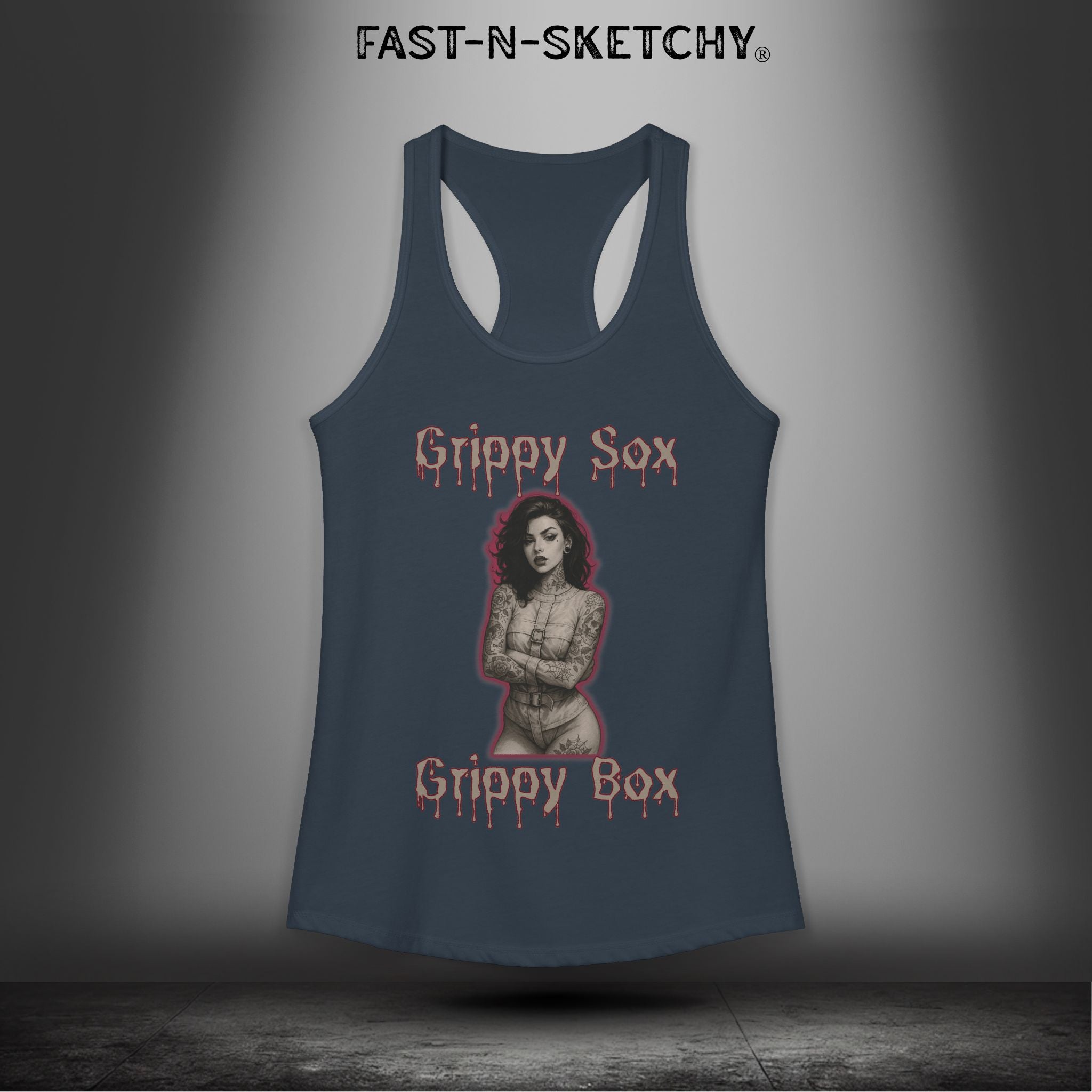 Grippy Sox Grippy Box: FAST-N-SKETCHY - Racerback Tank Top