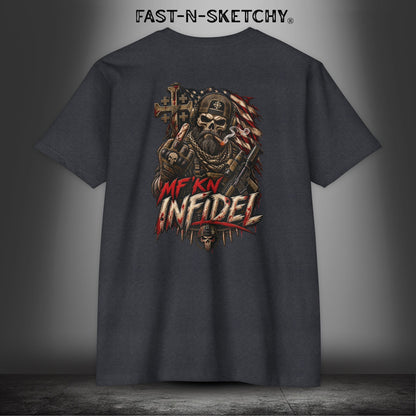Infidel Skull Tee — Patriotic American Flag Skull: Military Edition