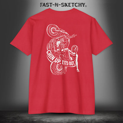 Chin Up, Tits Out: Biker Edition Premium Fitted Tee