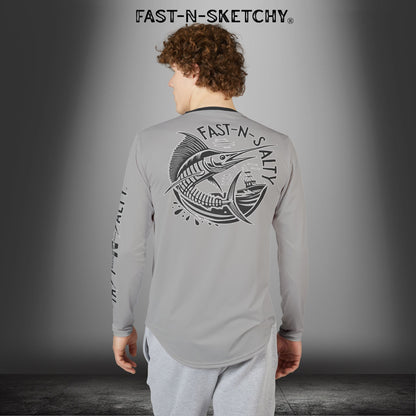 Fast-N-Salty UV Protection Long Sleeve Shirt - (Grey) Perfect for Outdoor Adventures and Fishing
