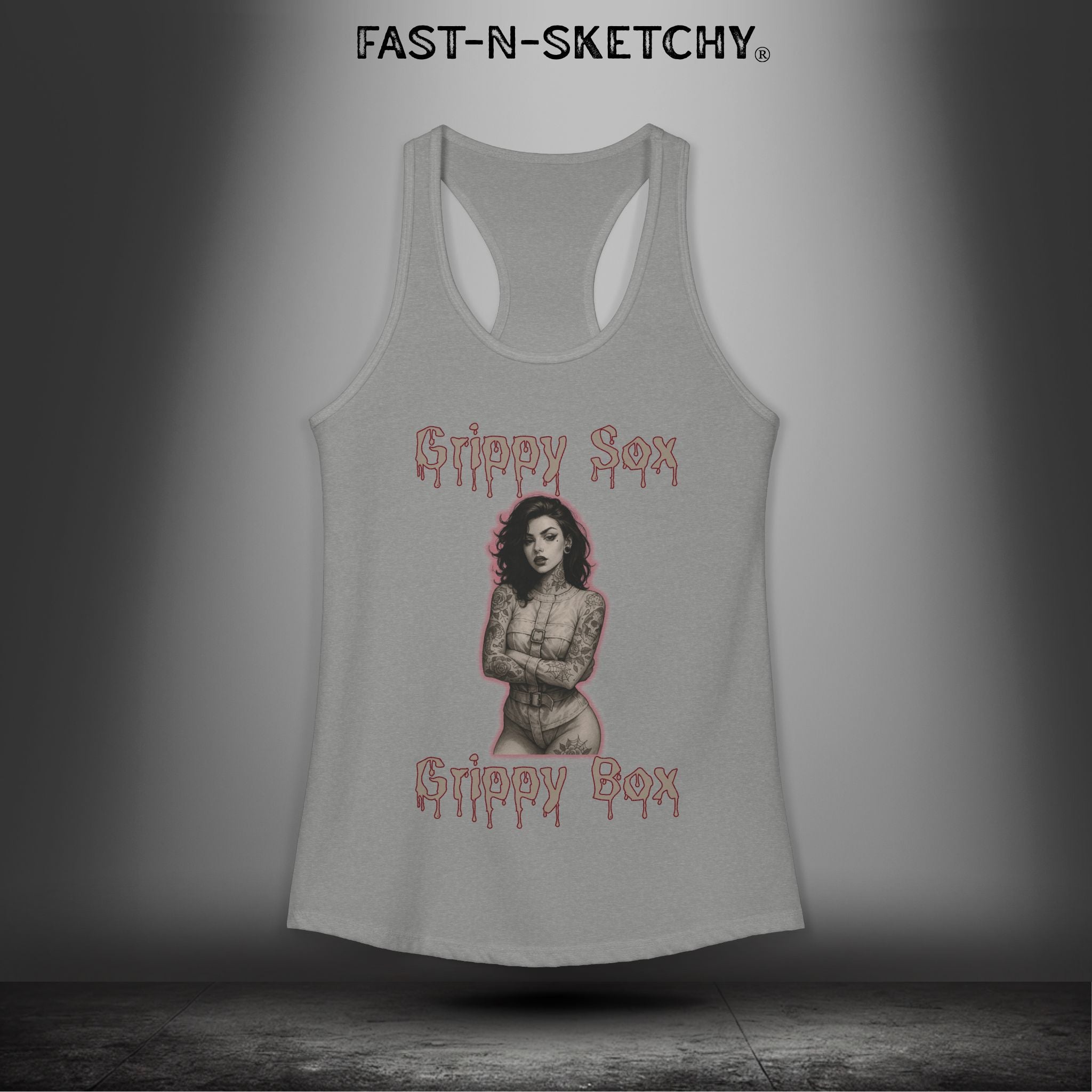 Grippy Sox Grippy Box: FAST-N-SKETCHY - Racerback Tank Top