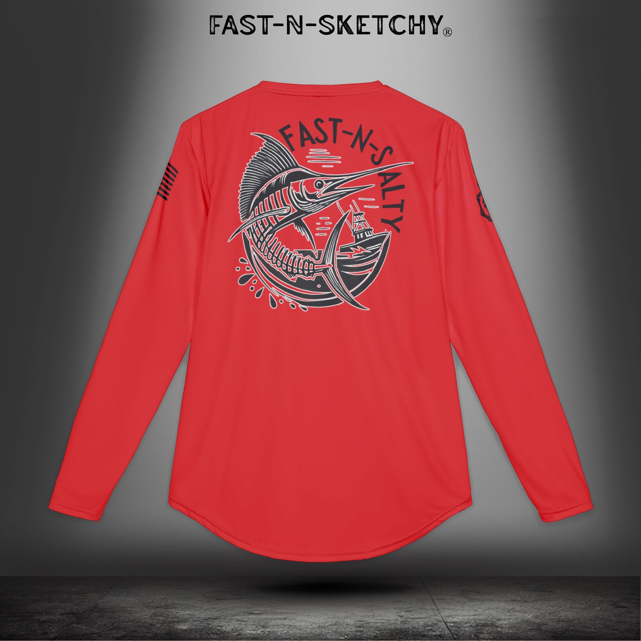 Fast-N-Salty UV Protection Long Sleeve Shirt - (Red) Perfect for Outdoor Adventures and Fishing
