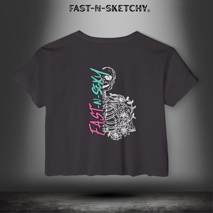 FAST-N-SEXY™ WITH HALF SKULL: Festival Crop Top