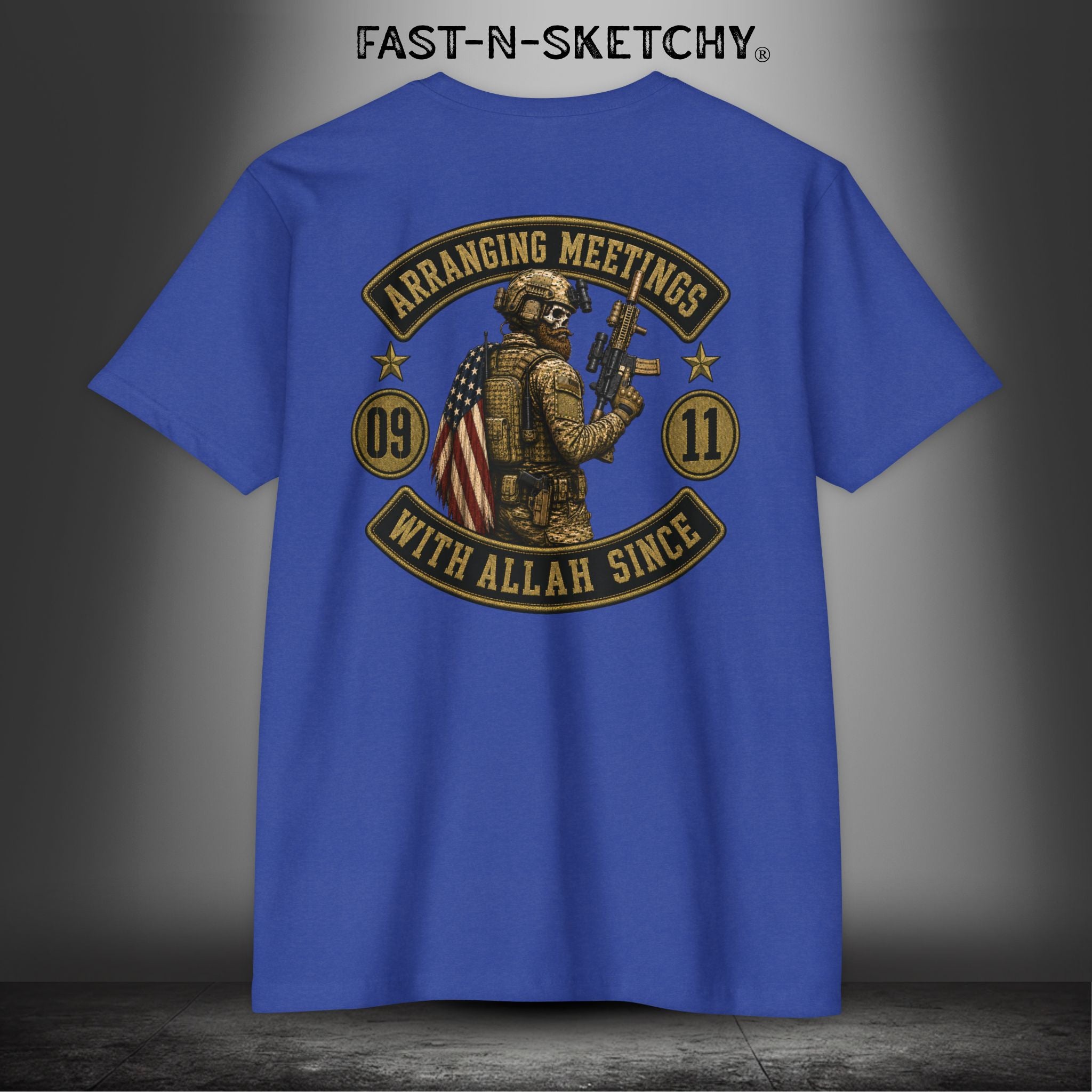 Arranging Meetings With Allah Since 09|11 Tactical Tee: Military Edition