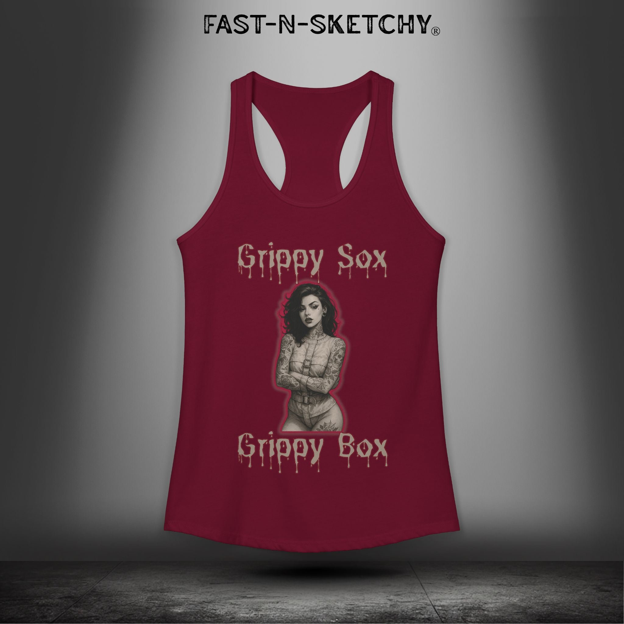 Grippy Sox Grippy Box: FAST-N-SKETCHY - Racerback Tank Top