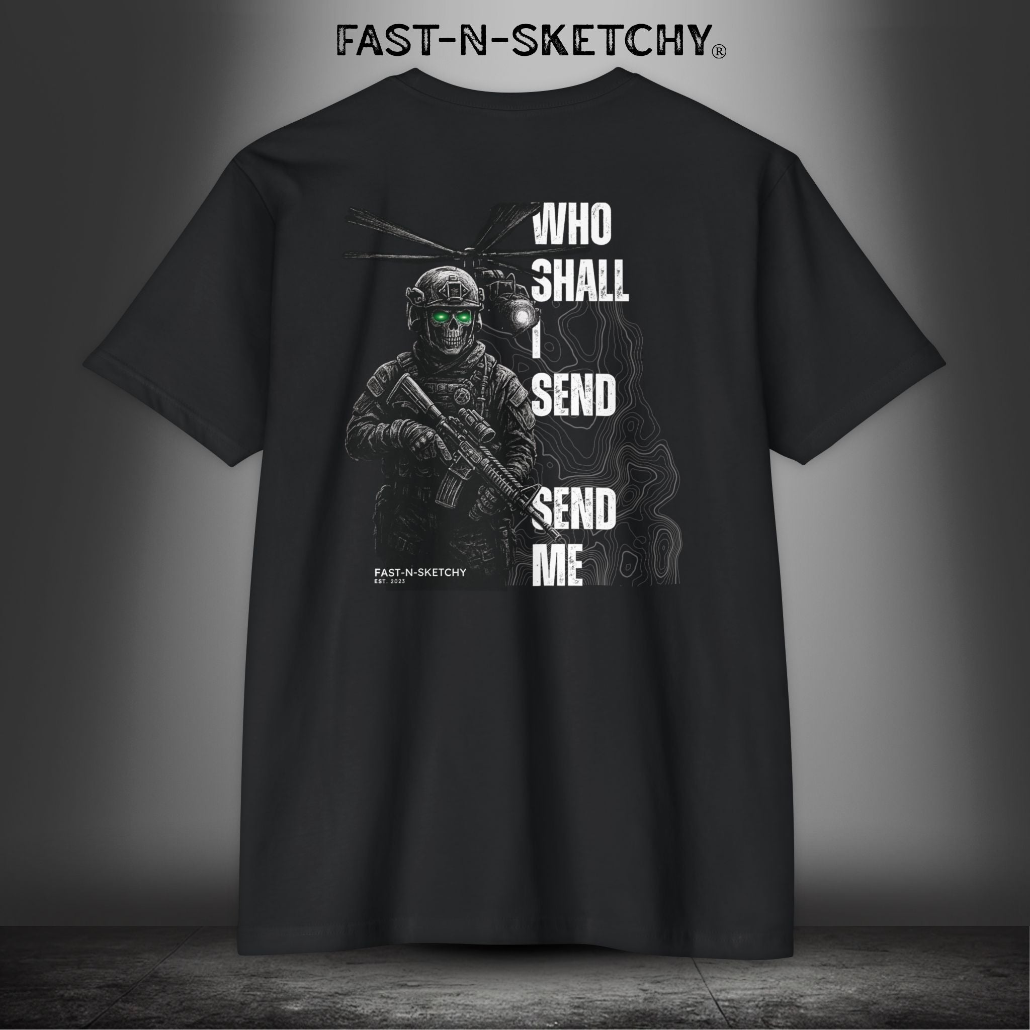 Who Shall I Send, Send Me: Military Edition Premium Fitted Tee