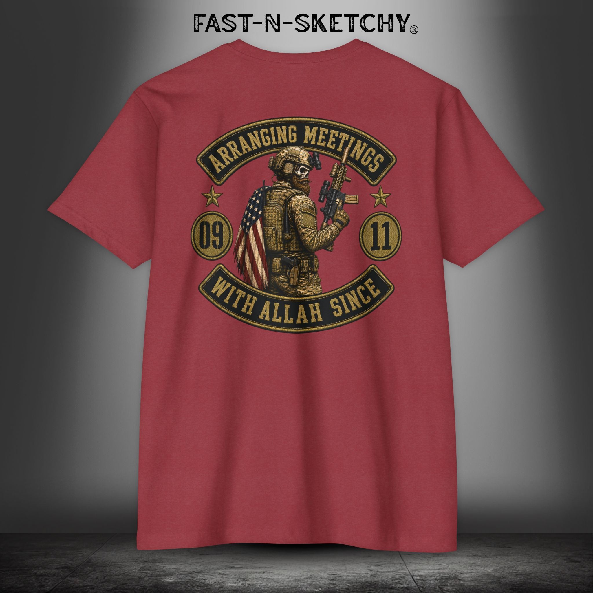 Arranging Meetings With Allah Since 09|11 Tactical Tee: Military Edition