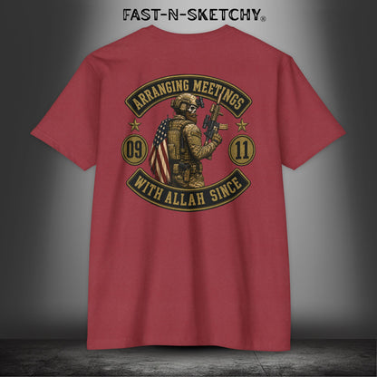 Arranging Meetings With Allah Since 09|11 Tactical Tee: Military Edition