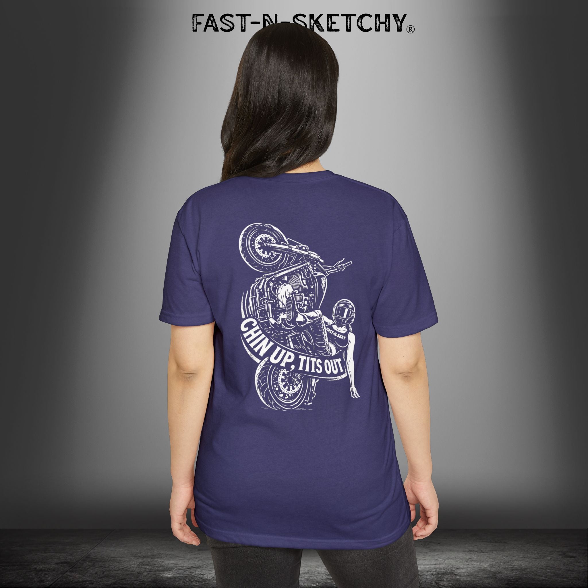 Chin Up, Tits Out: Biker Edition Premium Fitted Tee