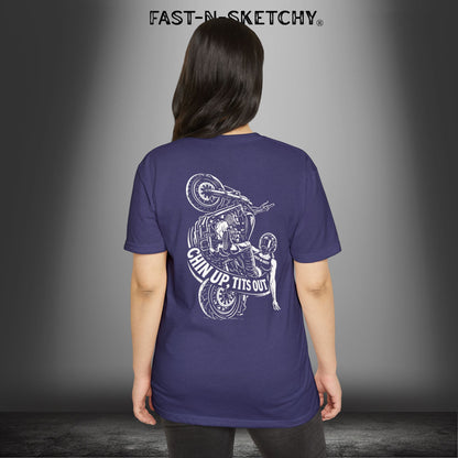 Chin Up, Tits Out: Biker Edition Premium Fitted Tee