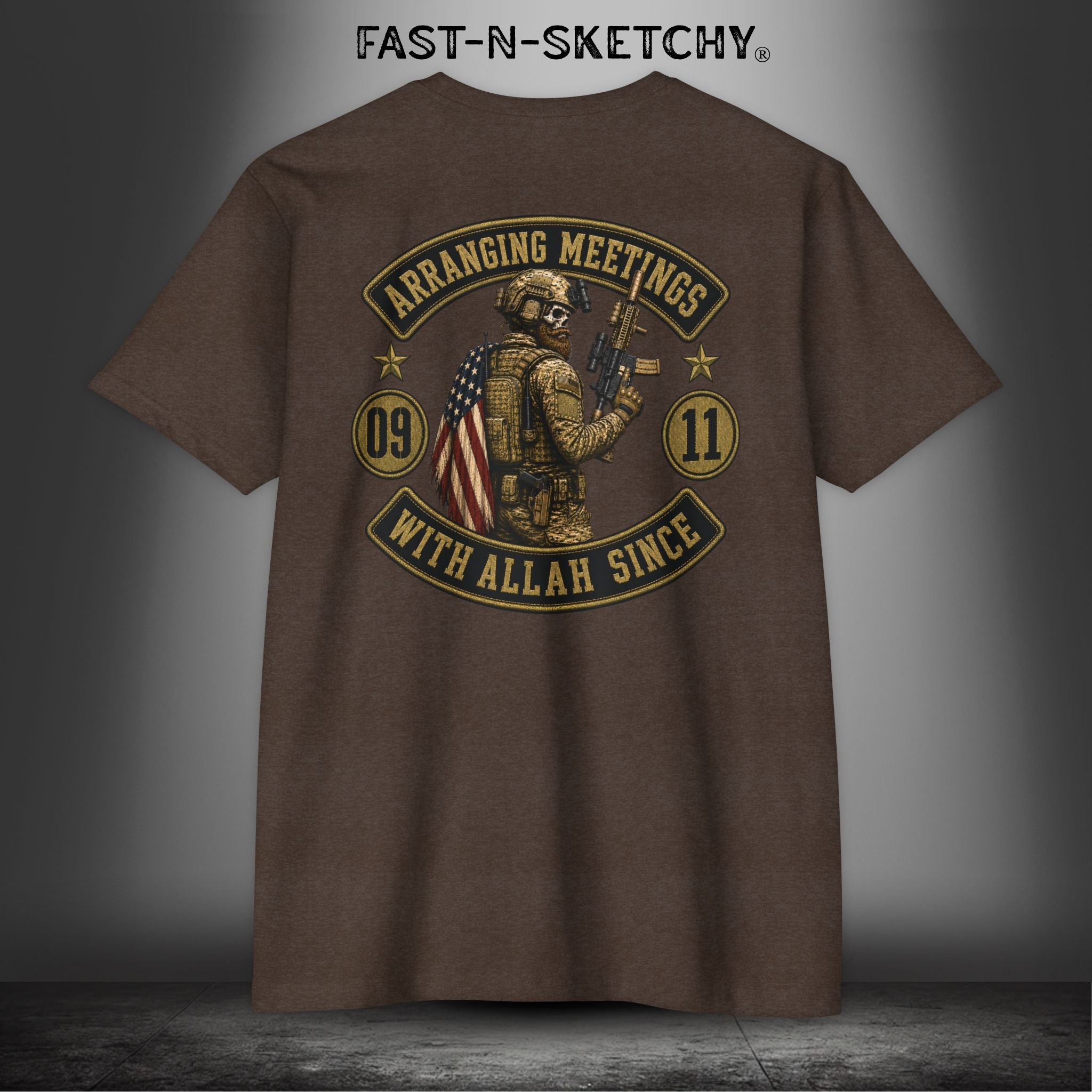 Arranging Meetings With Allah Since 09|11 Tactical Tee: Military Edition