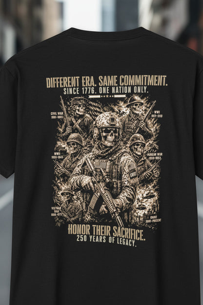 Different Era. Same Commitment. 250-Year Anniversary Military Edition Premium Fitted Tee