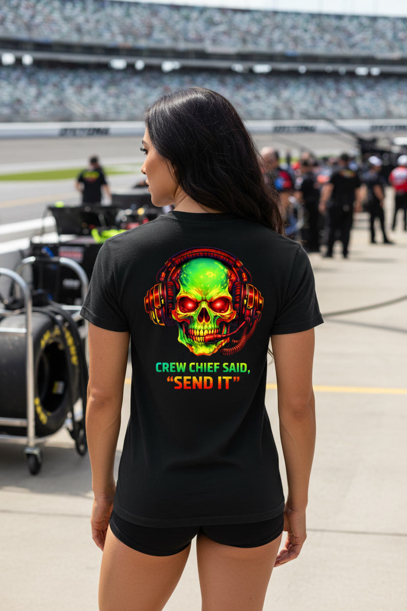 Crew Chief Said, Send It: Bagger Racing Biker Edition Premium Fitted Tee