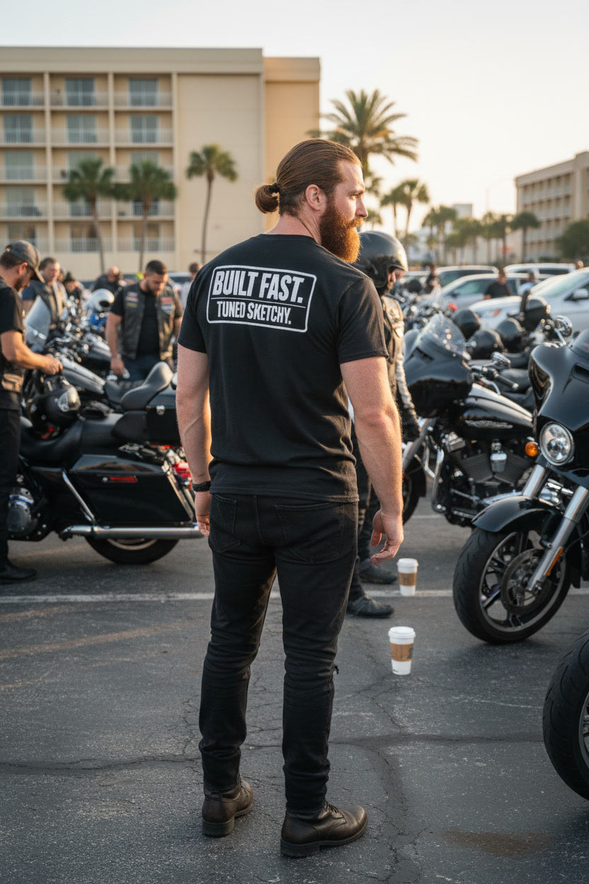 Built Fast, Tuned Sketchy: Bagger Racing Biker Edition Premium Tee