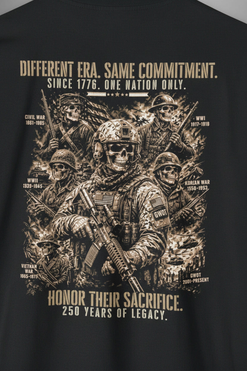 Different Era. Same Commitment. 250-Year Anniversary Military Edition Premium Fitted Tee